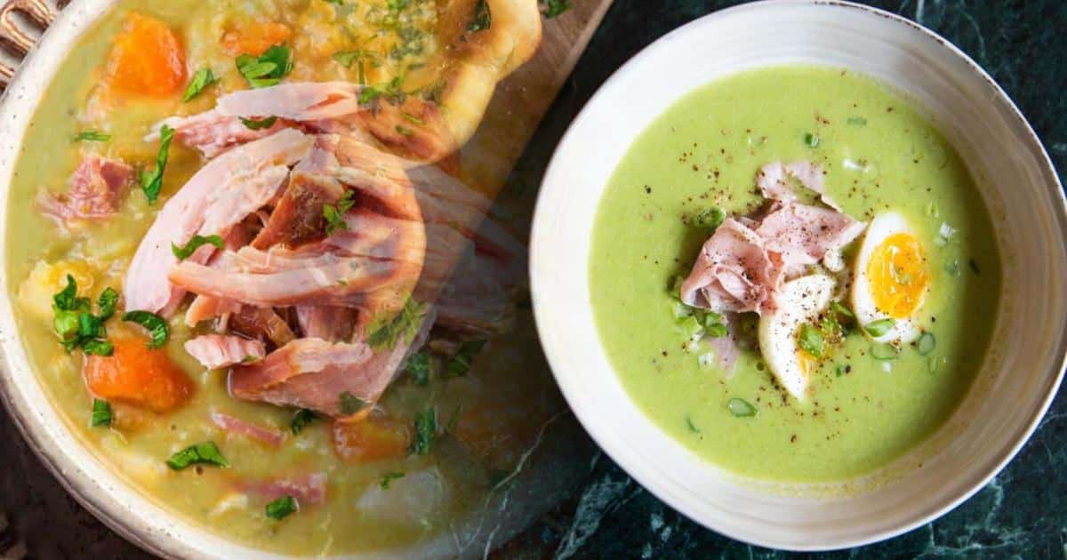 Recette de Soupe de Pois Mousseuse aux Œufs Soyeux et Jambon Croustillant : Un Délice Gourmet