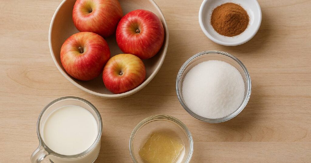 Ingrédients pour la mousse pomme-cannelle