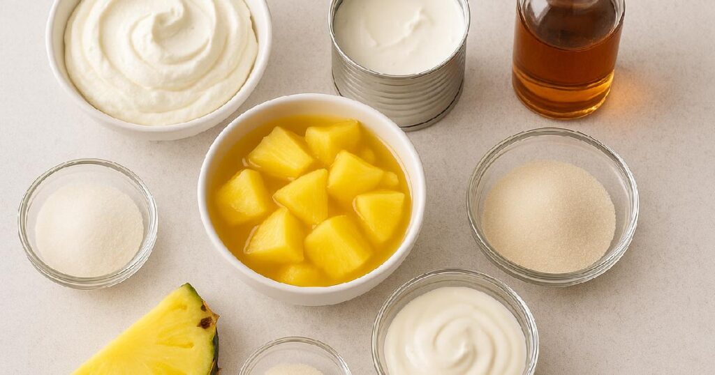 Ingredientes para la Receta de Mousse de Piña Colada