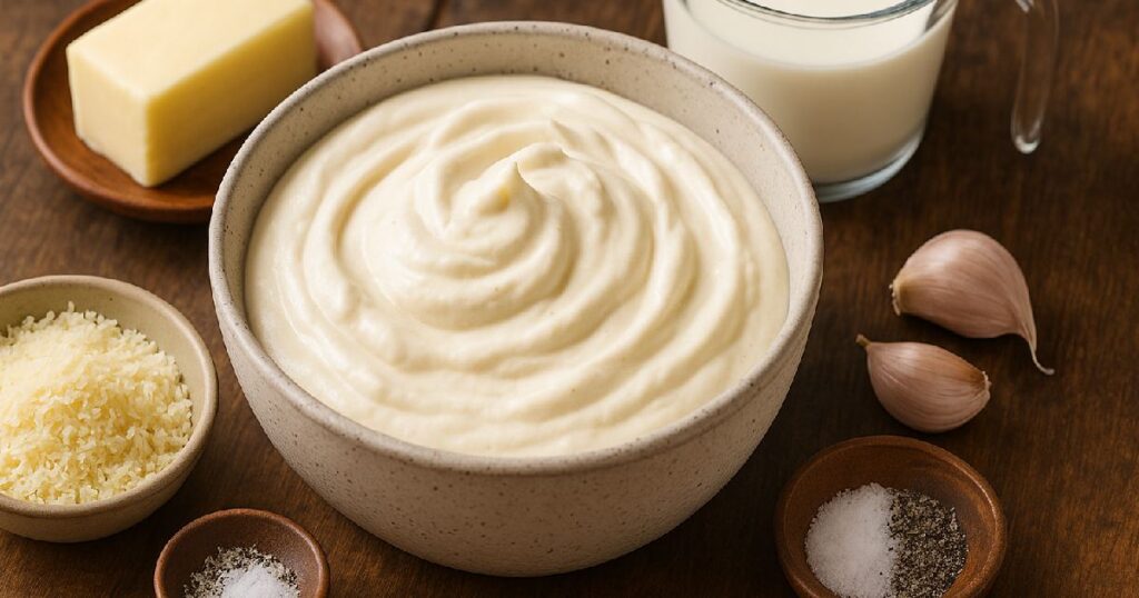 Kermaisen Vispatun Alfredo-Kastikkeen Ainekset