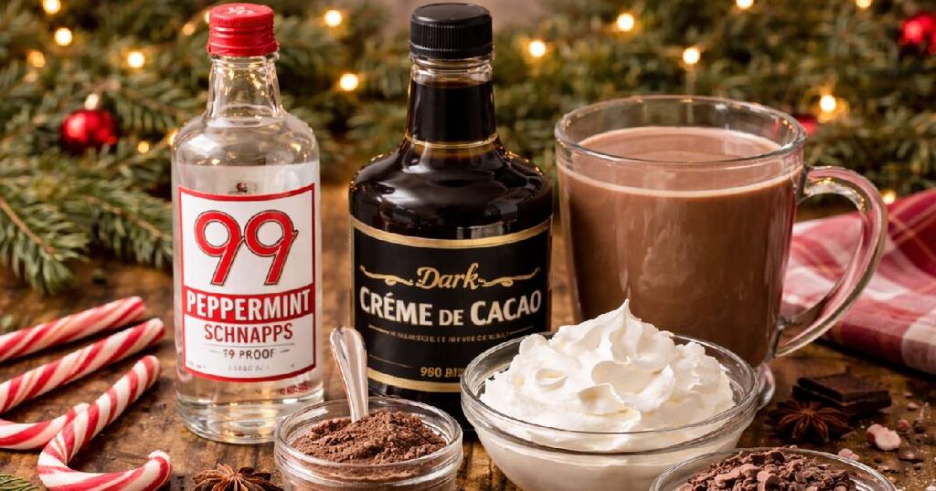 Ingrédients pour un cocktail Hot Peppermint Patty
